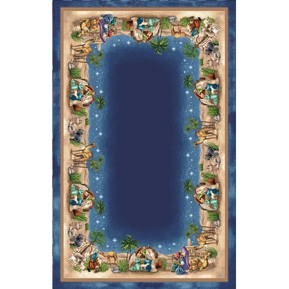 MANTEL 140X220 PESEBRE2 AZUL