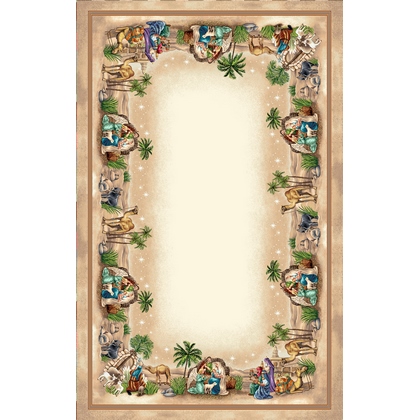 MANTEL 140X220 PESEBRE2 DORADO